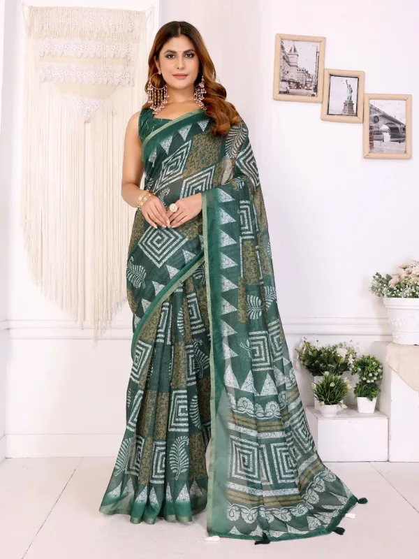 Stylish_Linen_Saree_With_Geometric_Digital_Print