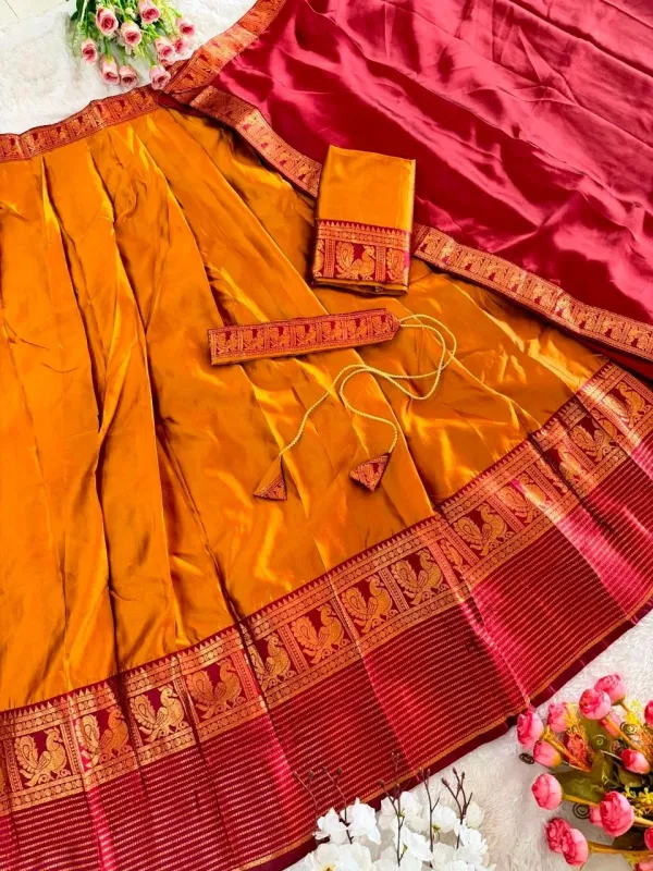 Narayan_Pattu_Lehenga_Is_A_Traditional_South_Indian_Ensemble_Crafted_From_Premium_Silk_Pattu_And_Distinguished_By_Intricate_Royal_Zari_Weaving