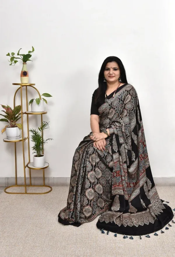 Black_Ajrakh_Printed_Soft_Gaji_Silk
