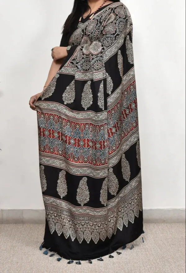 Black_Ajrakh_Printed_Soft_Gaji_Silk