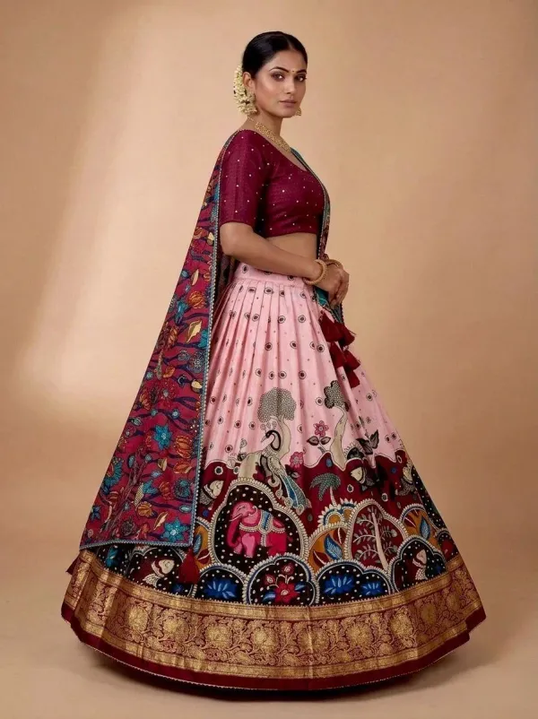 Pink_Color_Zari_Weaving_Work_Kanchipuram_Women_Lehenga_Choli