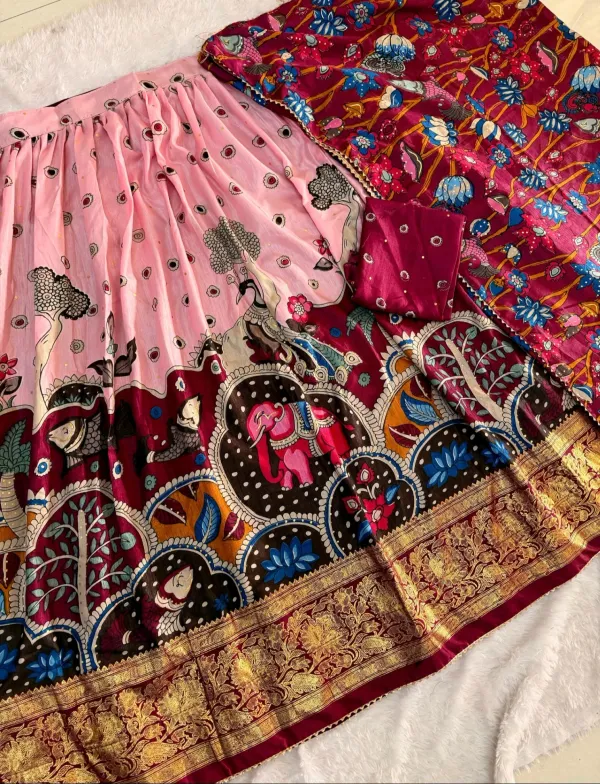 Pink_Color_Zari_Weaving_Work_Kanchipuram_Women_Lehenga_Choli