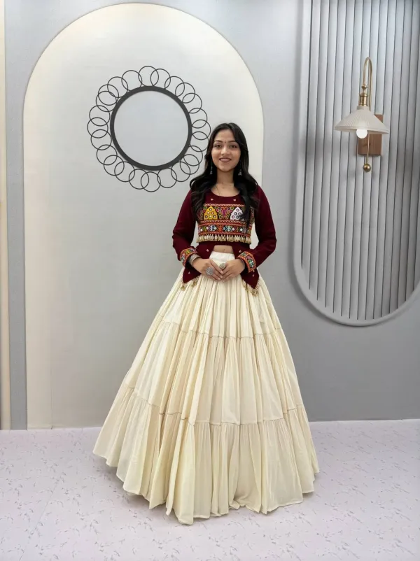 Navratri_Special_Beautiful_Maroon_Hand_Work_Lehenga_Choli_Perfect_For_Navratri_Garba_Weddings_Festivals_And_Traditional_Occasions