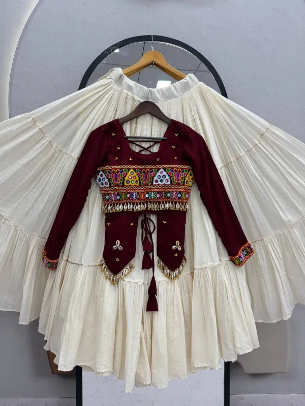Navratri_Special_Beautiful_Maroon_Hand_Work_Lehenga_Choli_Perfect_For_Navratri_Garba_Weddings_Festivals_And_Traditional_Occasions