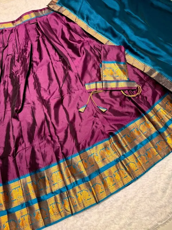 Narayan_Pattu_Lehenga_Is_A_Traditional_South_Indian_Ensemble_Crafted_From_Premium_Silk_Pattu_And_Distinguished_By_Intricate_Royal_Zari_Weaving