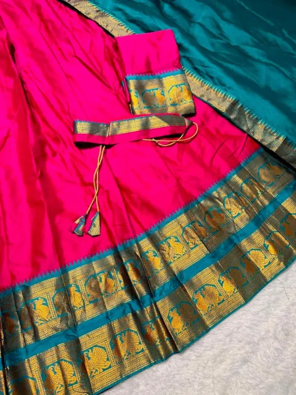 Narayan_Pattu_Lehenga_Is_A_Traditional_South_Indian_Ensemble_Crafted_From_Premium_Silk_Pattu_And_Distinguished_By_Intricate_Royal_Zari_Weaving