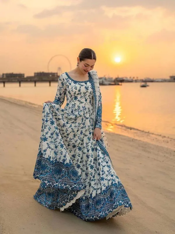 New_Party_Wear_Look_Heavy_Faux_Georgette_Gown_Dupatta_Bottom_Set