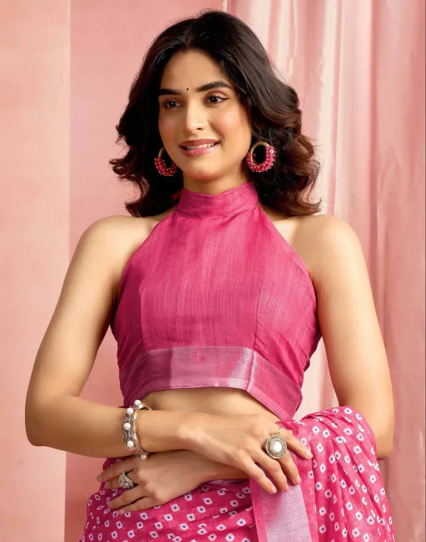 Dark_Pink_Cotton_Linen_Printed_Saree