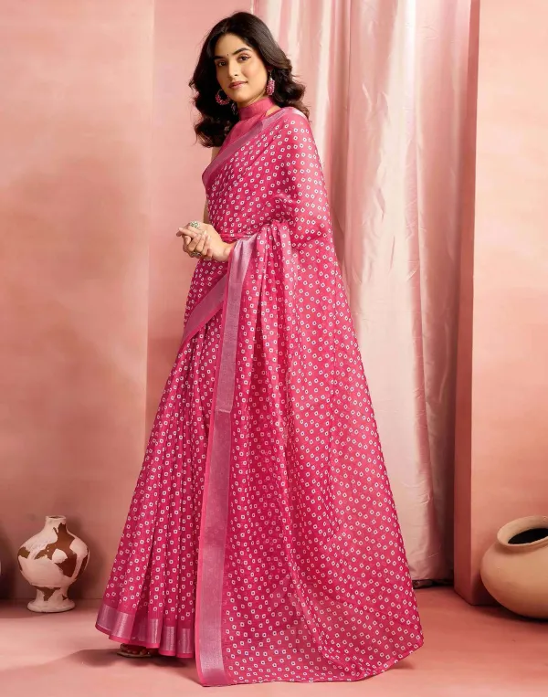 Dark_Pink_Cotton_Linen_Printed_Saree