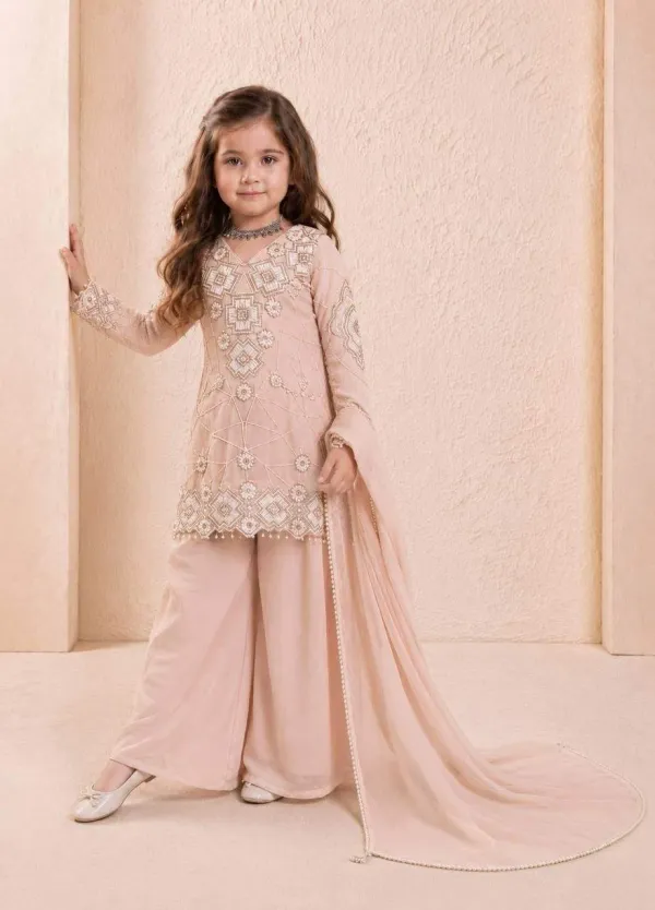 Peach_Girls_Wedding_Wear_Top_Palazzo_And_Dupatta_Set_With_Sequence_Work