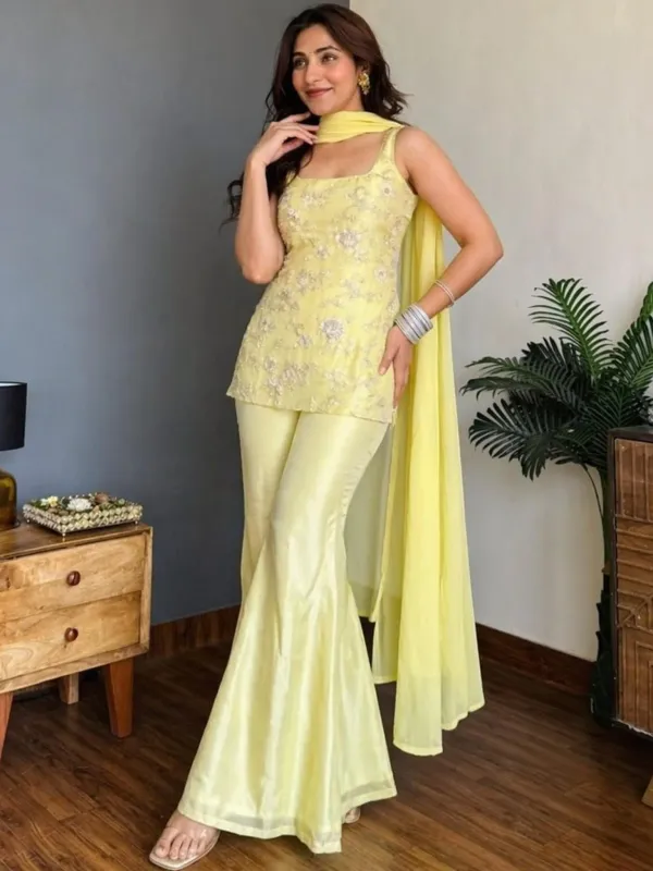 Lemon_Yellow_Embroidered_Sleeveless_Kurti_With_Sharara_Pants_Dupatta_Set_Veronica_Fashion_Hub