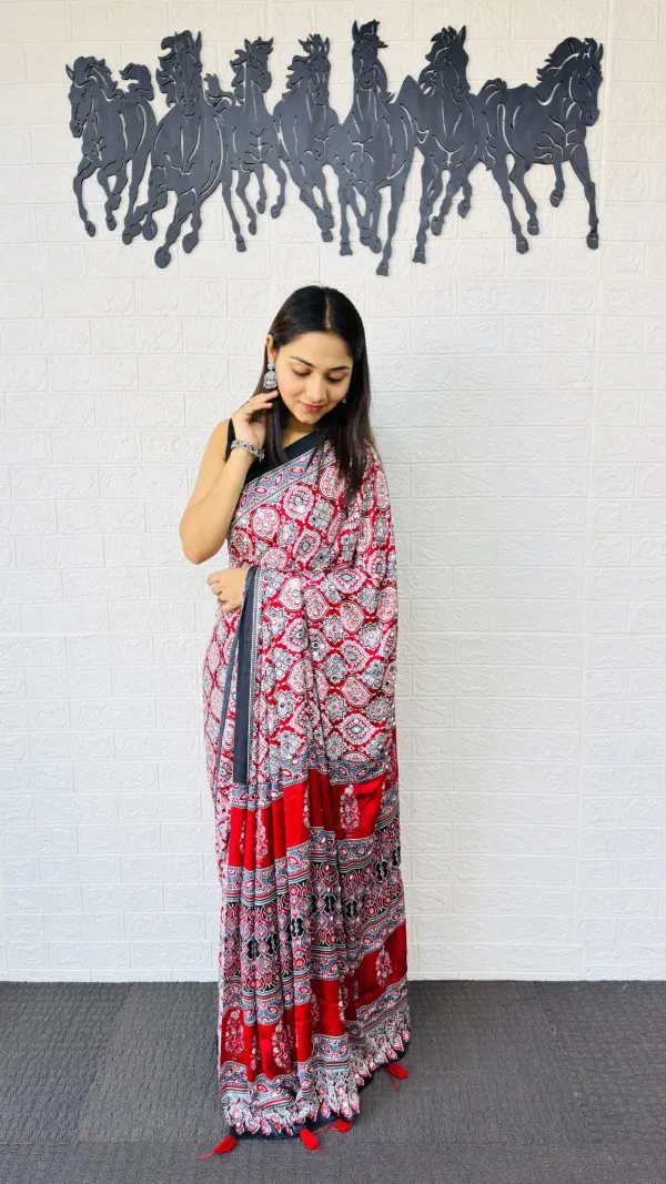Elegant_Ajarakh_Print_Mirror_Work_Ethnic_Saree_Collection_For_Women