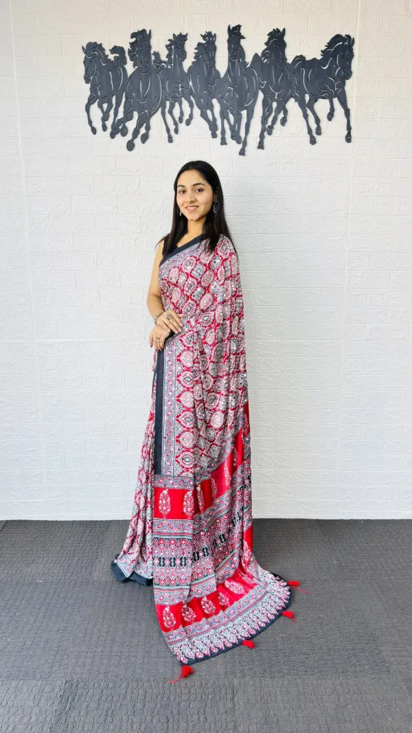 Elegant_Ajarakh_Print_Mirror_Work_Ethnic_Saree_Collection_For_Women