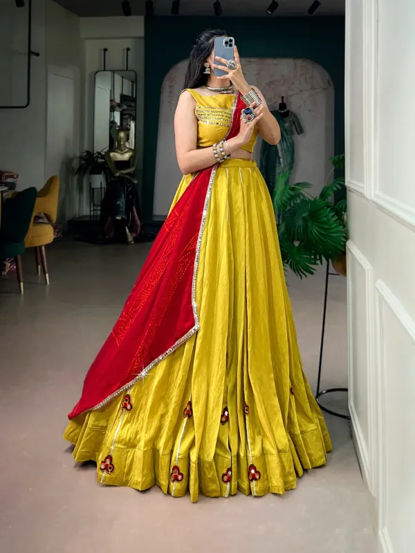 Navratri_Collection_Yellow_Silk_Flared_Navratri_Chaniya_Choli_Set_With_Mirror_Work_Contrast_Red_Bandhani_Dupatta_Veronica_Fashion_Hub