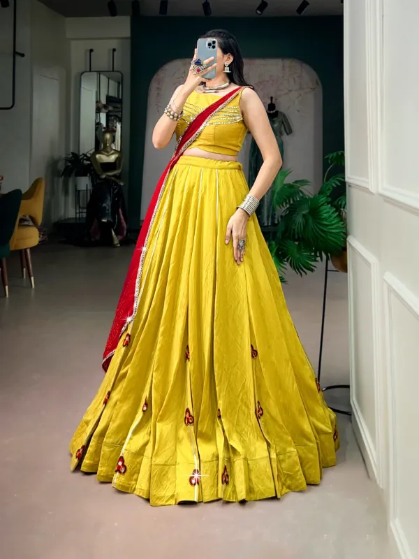 Navratri_Collection_Yellow_Silk_Flared_Navratri_Chaniya_Choli_Set_With_Mirror_Work_Contrast_Red_Bandhani_Dupatta_Veronica_Fashion_Hub