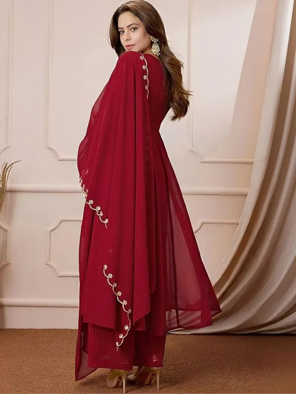 Red_Georgette_Embroidered_Flared_Anarkali_Kurti_With_Pants_Dupatta_Set_Veronica_Fashion_Hub