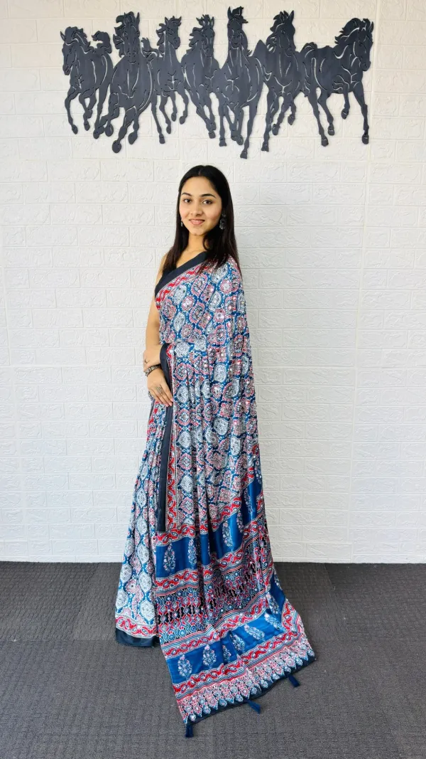 Ajarakh_Real_Mirror_Work_Semi_Gajji_Silk_Soft_And_Smooth_Saree