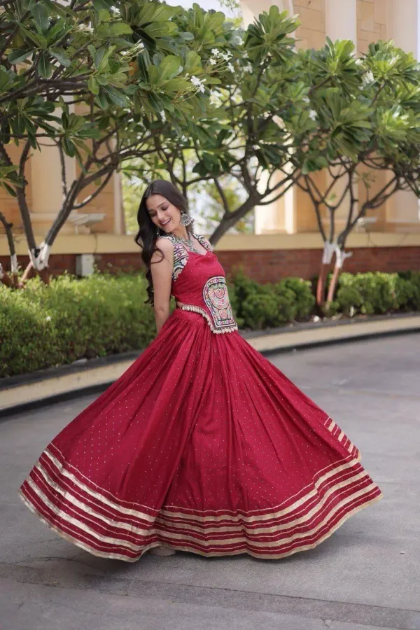 Navratri_Lehenga_Choli_Black_Micro_Cotton_Bandhani_Print_Flared_Lehenga_Choli_Set_With_Gamthi_Mirror_Work_Koti_Veronica_Fashion_Hub