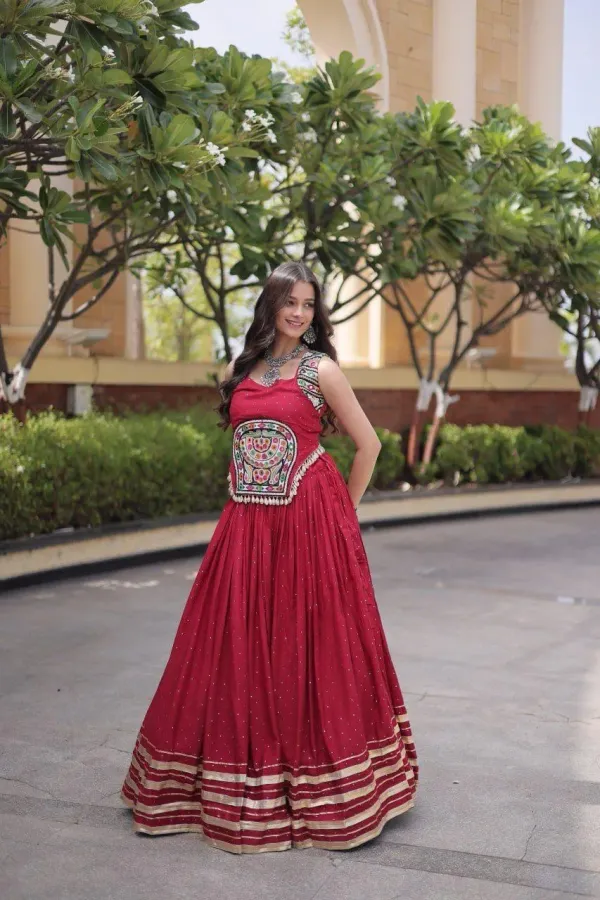 Navratri_Lehenga_Choli_Black_Micro_Cotton_Bandhani_Print_Flared_Lehenga_Choli_Set_With_Gamthi_Mirror_Work_Koti_Veronica_Fashion_Hub