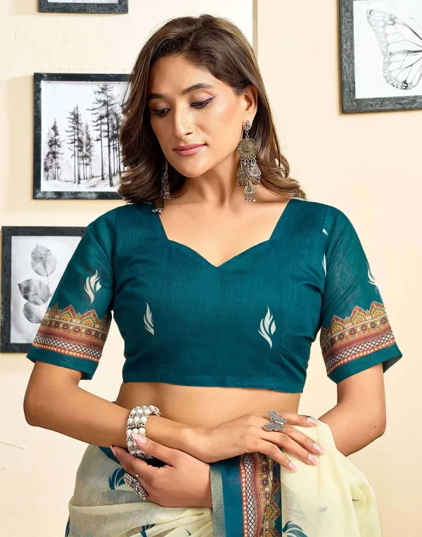Birds_Wear_Cream_Linen_Printed_Saree