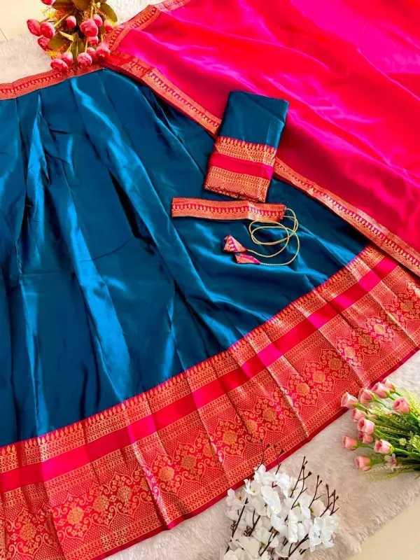 Narayan_Pattu_Lehenga_Is_A_Traditional_South_Indian_Ensemble_Crafted_From_Premium_Silk_Pattu_And_Distinguished_By_Intricate_Royal_Zari_Weaving