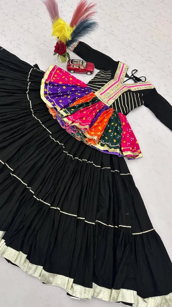 Pure_Cotton_Navratri_Chaniya_Choli_Set_With_Mirror_Work_Koti_Bandhani_Peplum_Accent_Veronica_Fashion_Hub