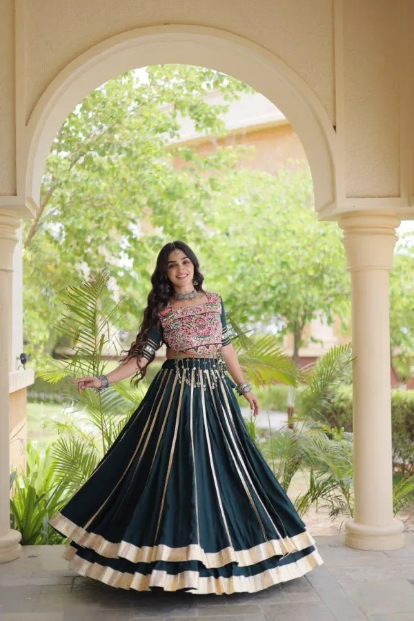 Navratri_Lehenga_Choli_Dark_Green_Flared_Kali_Lehenga_Choli_Set_With_Kutchi_Mirror_Work_Embroidered_Blouse_Veronica_Fashion_Hub