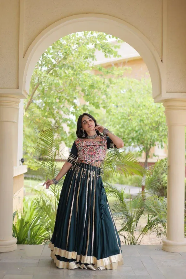 Navratri_Lehenga_Choli_Dark_Green_Flared_Kali_Lehenga_Choli_Set_With_Kutchi_Mirror_Work_Embroidered_Blouse_Veronica_Fashion_Hub