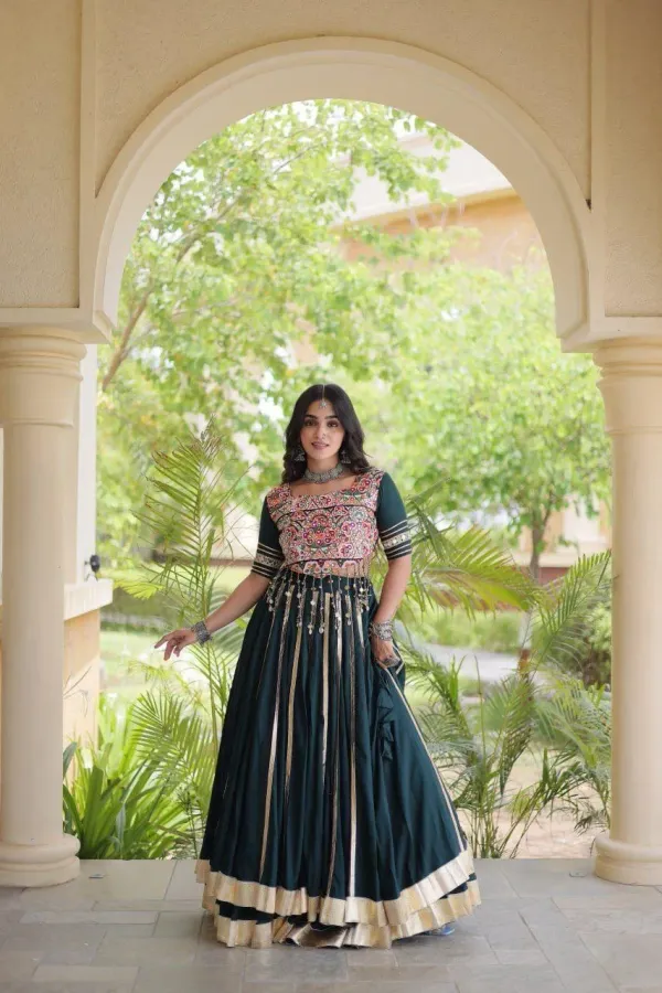 Navratri_Lehenga_Choli_Dark_Green_Flared_Kali_Lehenga_Choli_Set_With_Kutchi_Mirror_Work_Embroidered_Blouse_Veronica_Fashion_Hub