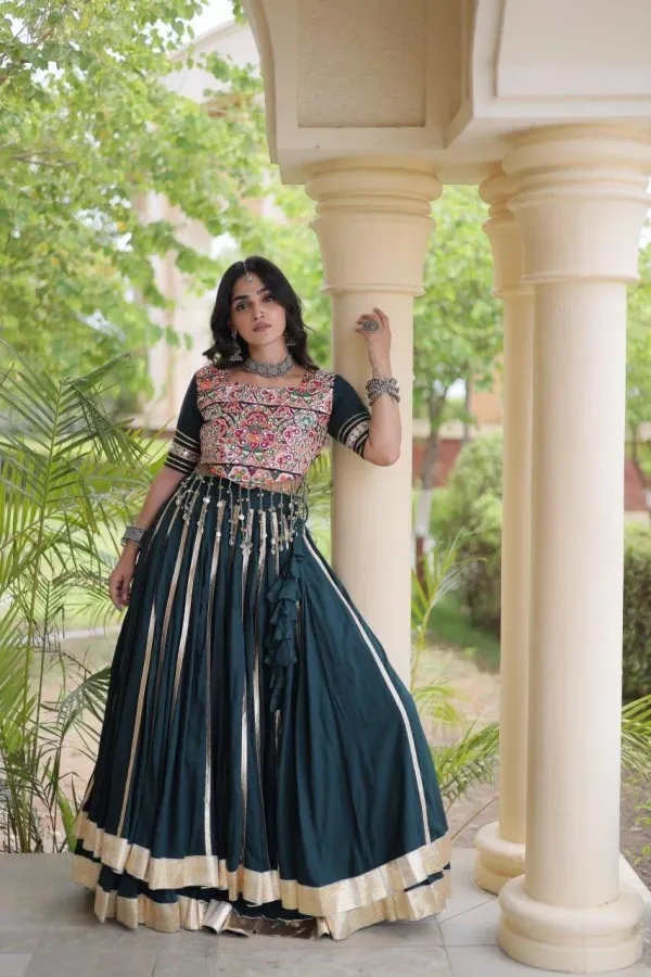 Navratri_Lehenga_Choli_Dark_Green_Flared_Kali_Lehenga_Choli_Set_With_Kutchi_Mirror_Work_Embroidered_Blouse_Veronica_Fashion_Hub