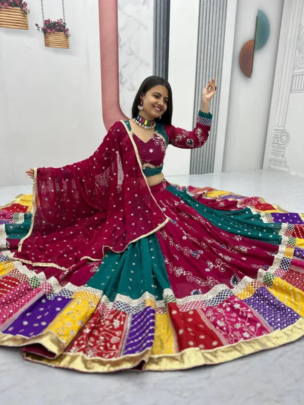 Navratri_Special_Pure_Cotton_Embroidery_Sequence_Work_6_Meter_Flair_Lehenga_Choli_Collection