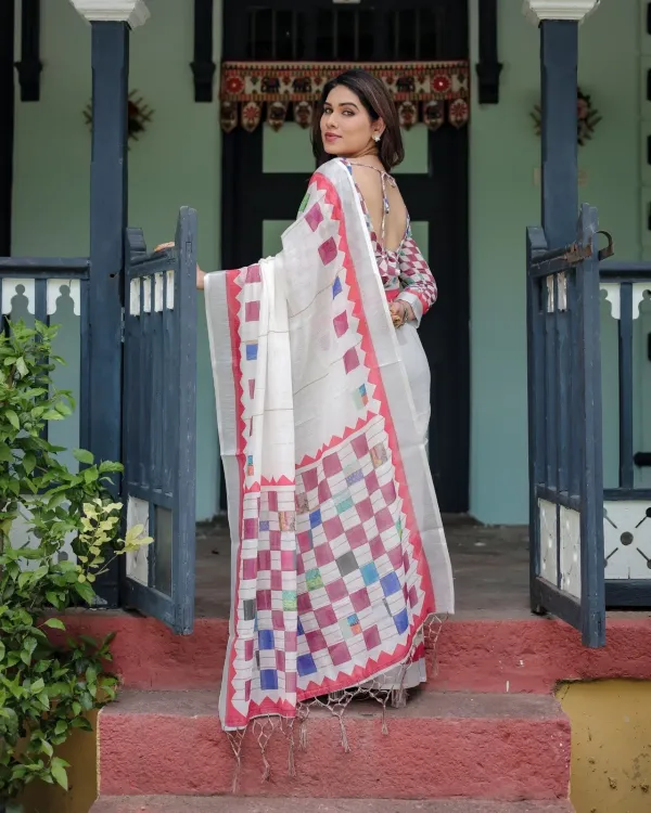 Ivory_Patchwork_Linen_Cotton_Saree_For_Women