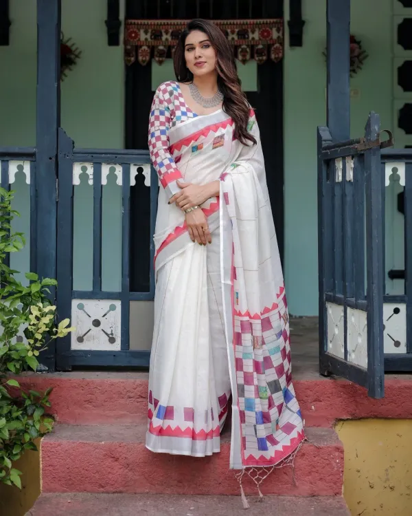 Ivory_Patchwork_Linen_Cotton_Saree_For_Women