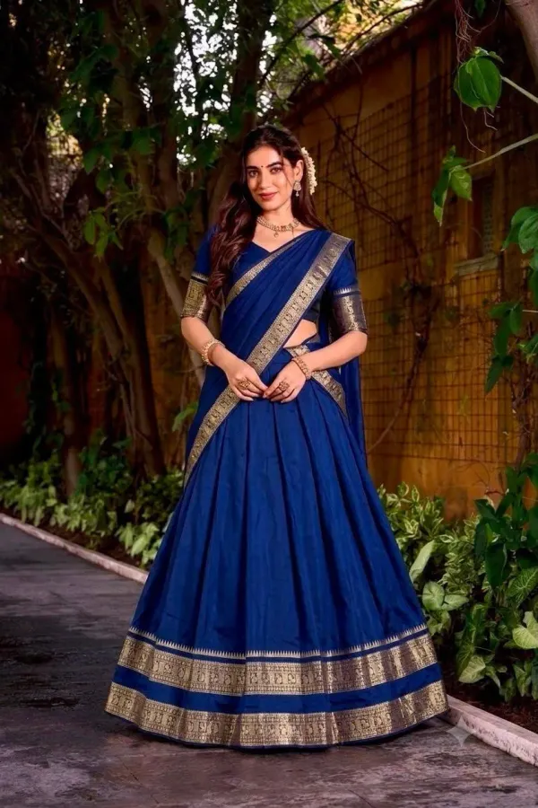 Narayan_Pattu_Lehenga_Is_A_Traditional_South_Indian_Ensemble_Crafted_From_Premium_Silk_Pattu_And_Distinguished_By_Intricate_Royal_Zari_Weaving