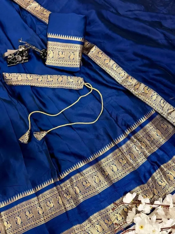 Narayan_Pattu_Lehenga_Is_A_Traditional_South_Indian_Ensemble_Crafted_From_Premium_Silk_Pattu_And_Distinguished_By_Intricate_Royal_Zari_Weaving