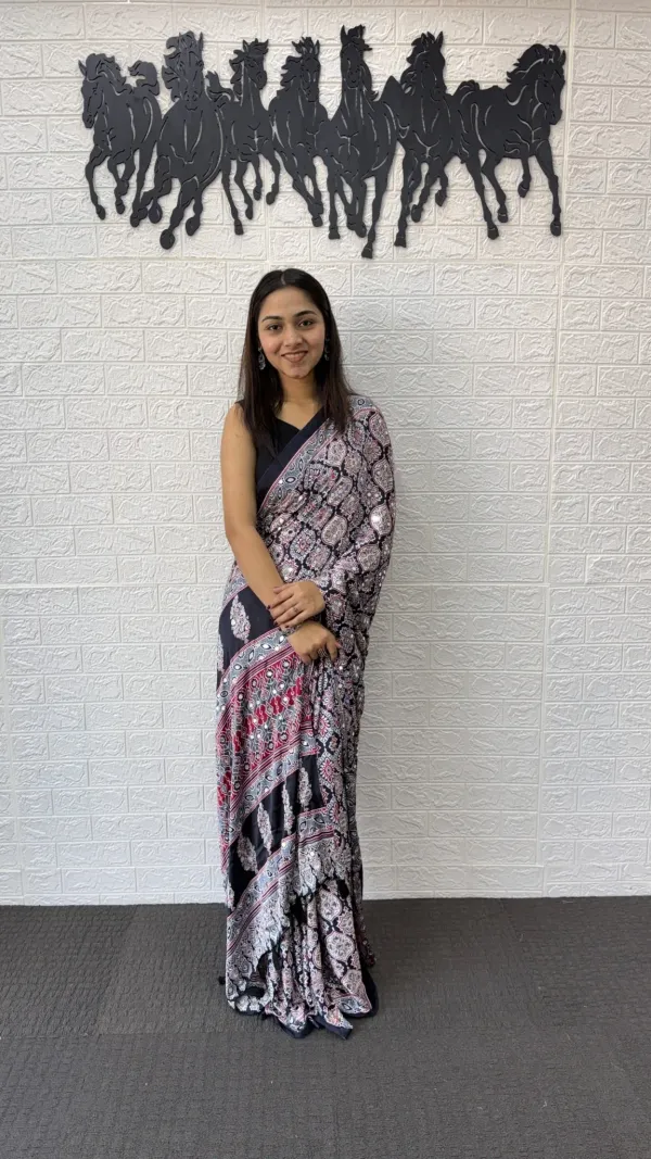 Ajarakh_Real_Mirror_Work_Semi_Gajji_Silk_Soft_And_Smooth_Saree
