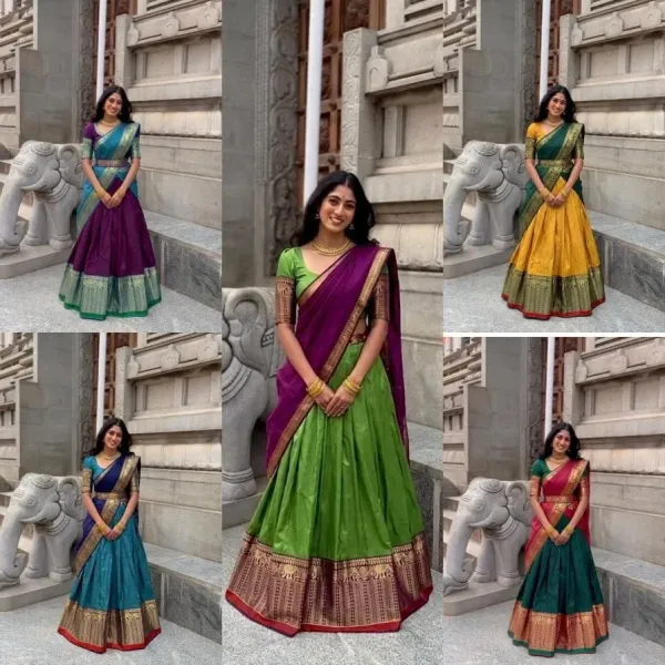 Narayan_Pattu_Lehenga_Is_A_Traditional_South_Indian_Ensemble_Crafted_From_Premium_Silk_Pattu_And_Distinguished_By_Intricate_Royal_Zari_Weaving
