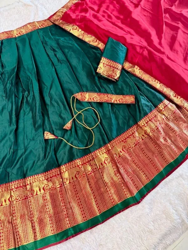 Narayan_Pattu_Lehenga_Is_A_Traditional_South_Indian_Ensemble_Crafted_From_Premium_Silk_Pattu_And_Distinguished_By_Intricate_Royal_Zari_Weaving