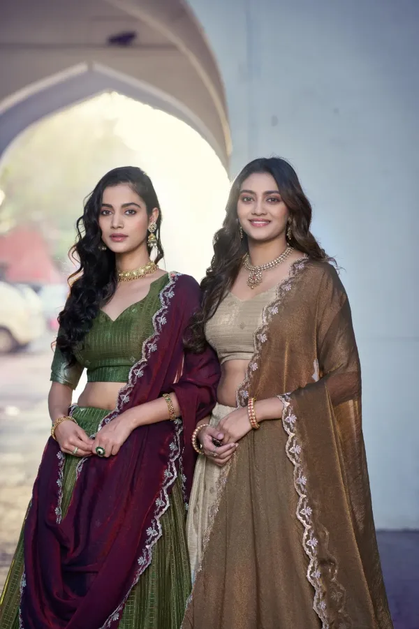 Rust_Pure_Poly_Cotton_With_Zari_Woven_Half_Saree_Lehenga