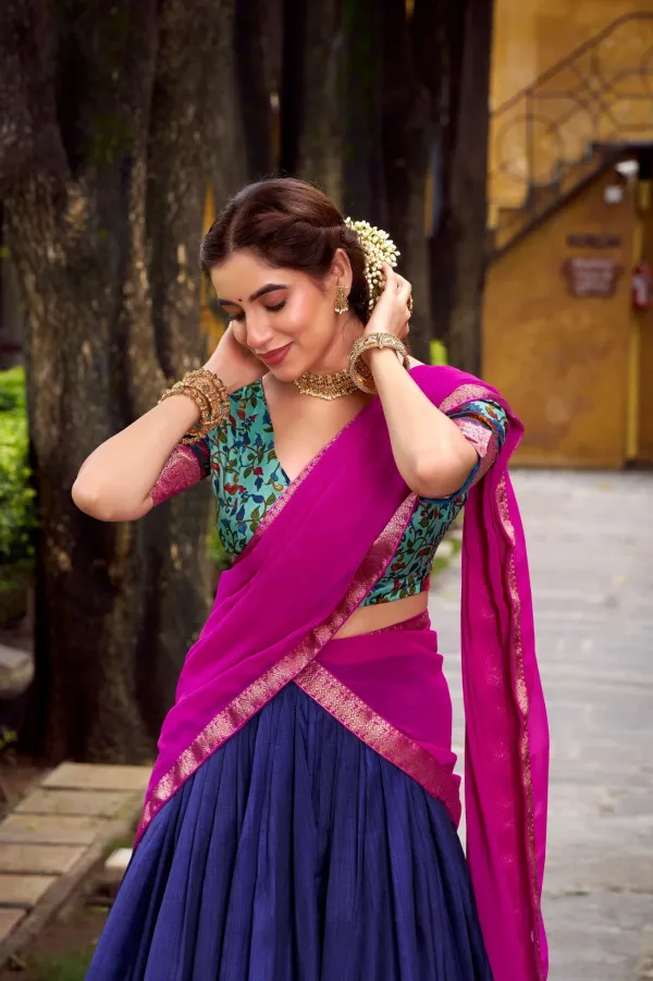 Blue_Elegant_Aastha_Silk_Printed_Lehenga_Choli_Set_With_Zari_Weaving_And_Georgette_Dupatta