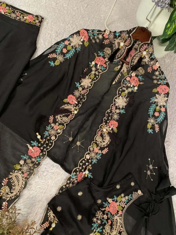 Party_And_Wedding_Season_Our_3_Piece_Indo_Western_Shrug_Dhoti_And_Blouse_With_Sequence_Embroidery_Work