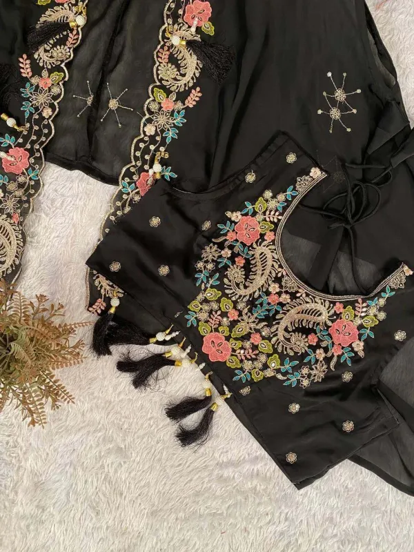 Party_And_Wedding_Season_Our_3_Piece_Indo_Western_Shrug_Dhoti_And_Blouse_With_Sequence_Embroidery_Work