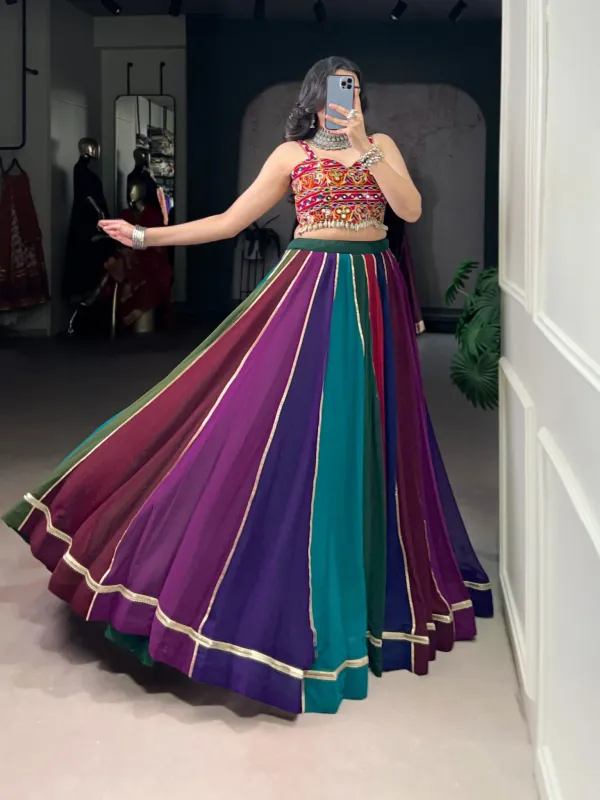 Multi_Color_Panel_Flared_Lehenga_Choli_Set_With_Kutchi_Embroidered_Strap_Crop_Top_Veronica_Fashion_Hub