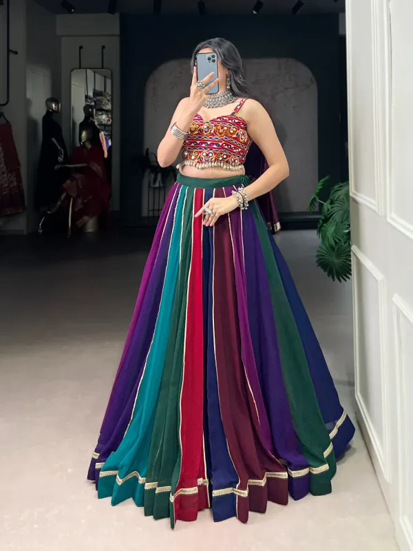 Multi_Color_Panel_Flared_Lehenga_Choli_Set_With_Kutchi_Embroidered_Strap_Crop_Top_Veronica_Fashion_Hub