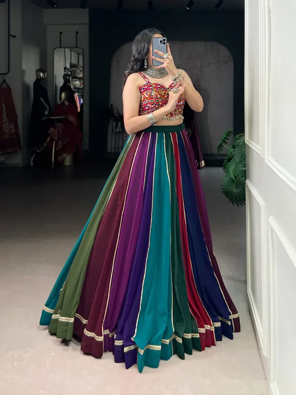 Multi_Color_Panel_Flared_Lehenga_Choli_Set_With_Kutchi_Embroidered_Strap_Crop_Top_Veronica_Fashion_Hub