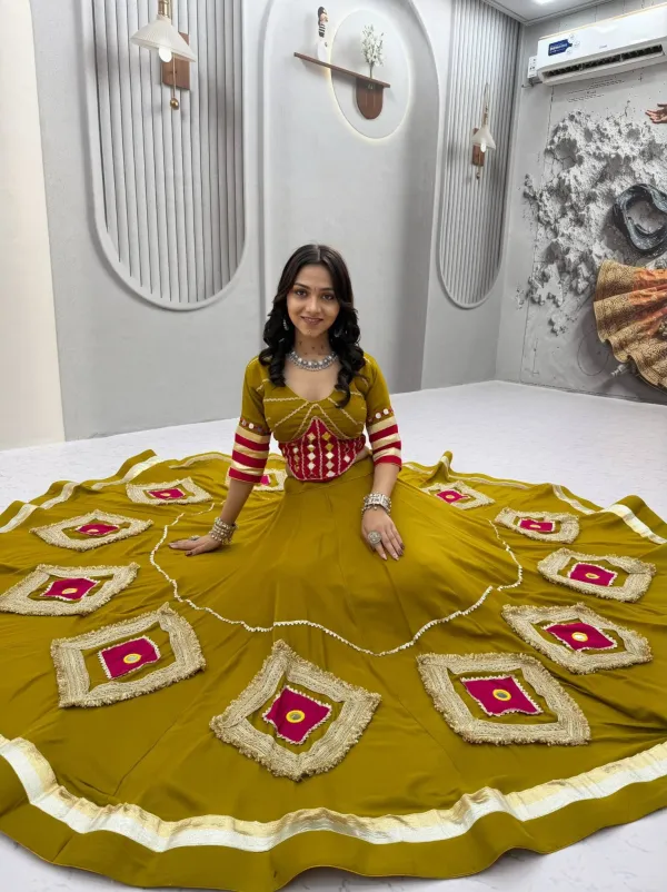 Navratri_Special_Mustard_Yellow_Flared_Lehenga_Choli_Set_With_Red_Mirror_Work_Embroidered_Waist_Patch_Diamond_Hem_Patches_Veronica_Fashion_Hub