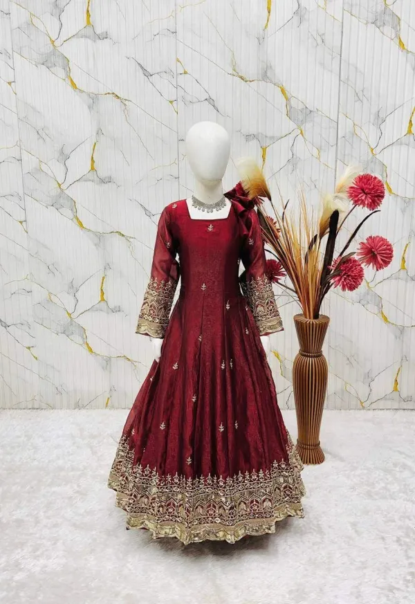 Maroon_Fandy_Silk_Anarkali_Gown_Features_Elegant_Square_Neck_Detailing_And_Intricate_Thread_And_Sequin_Embroidery
