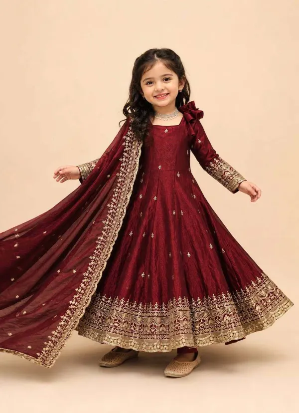 Maroon_Fandy_Silk_Anarkali_Gown_Features_Elegant_Square_Neck_Detailing_And_Intricate_Thread_And_Sequin_Embroidery