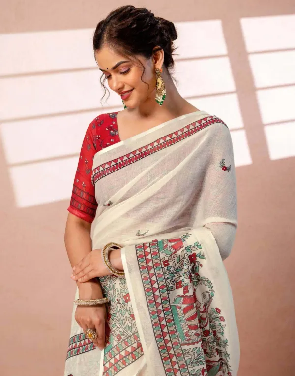 Off_White_Motifs_Linen_Blend_Block_Print_Saree