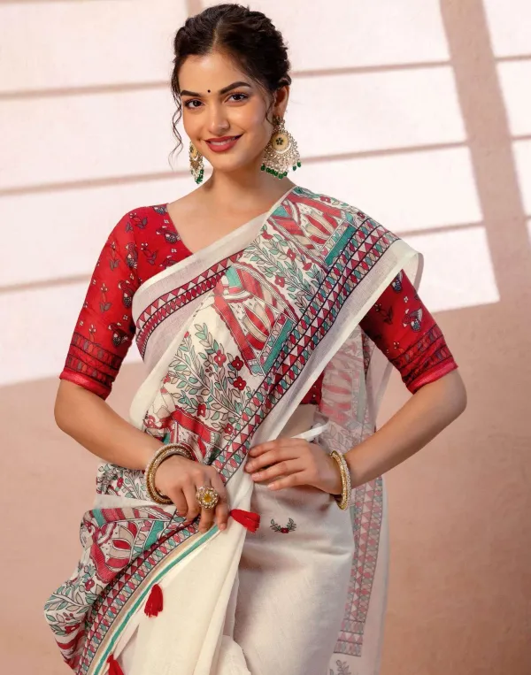Off_White_Motifs_Linen_Blend_Block_Print_Saree